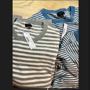 2 J.Crew Heartforstripped crewneck sweaters XL NWT